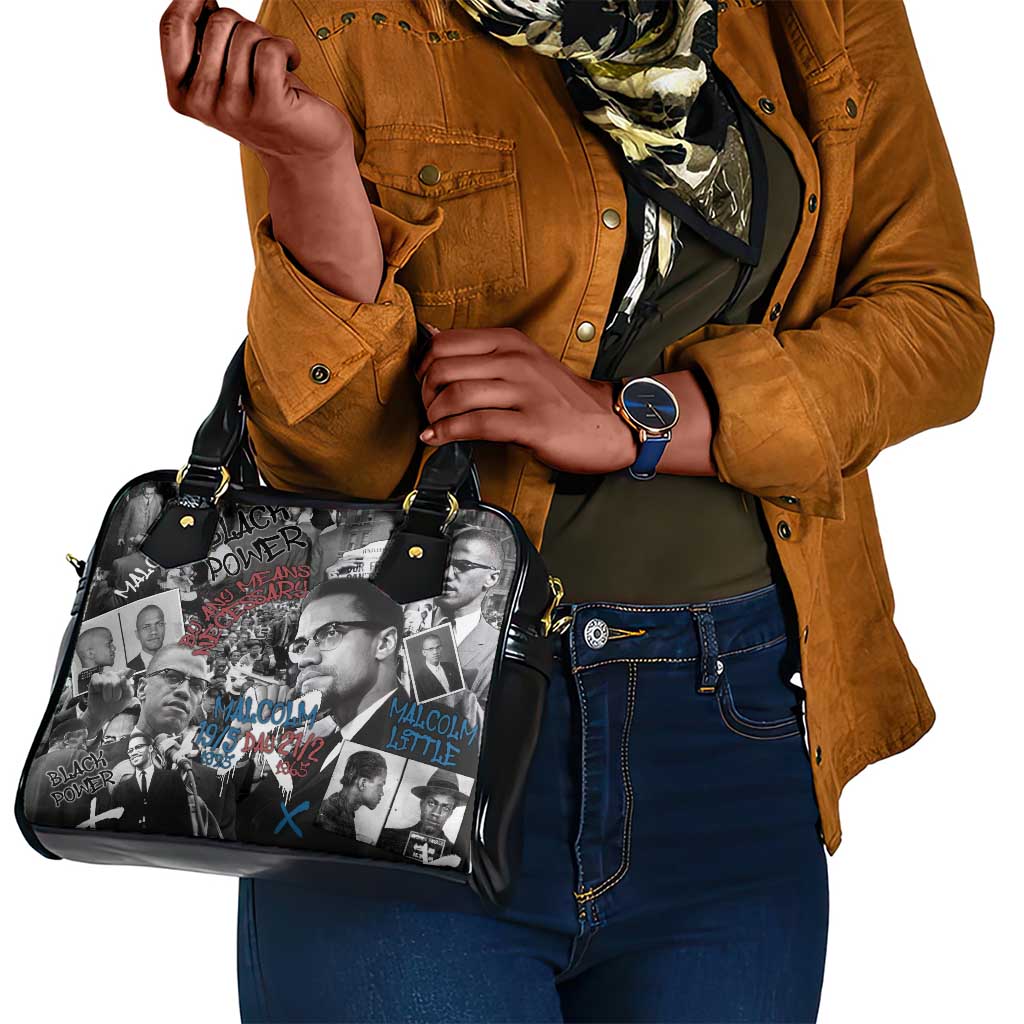 Afro Malcolm X Shoulder Handbag Quotes Dates and Black History Activist Theme - African Pride