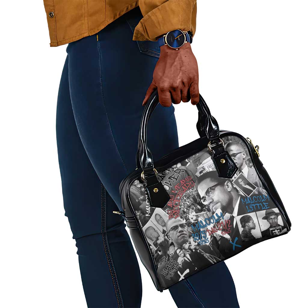 Afro Malcolm X Shoulder Handbag Quotes Dates and Black History Activist Theme - African Pride