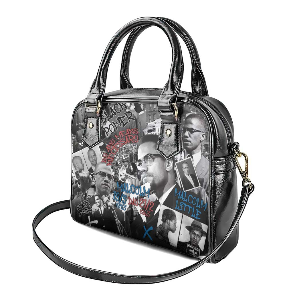 Afro Malcolm X Shoulder Handbag Quotes Dates and Black History Activist Theme - African Pride