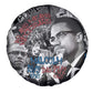 Afro Malcolm X Spare Tire Cover Quotes Dates and Black History Activist Theme - African Pride