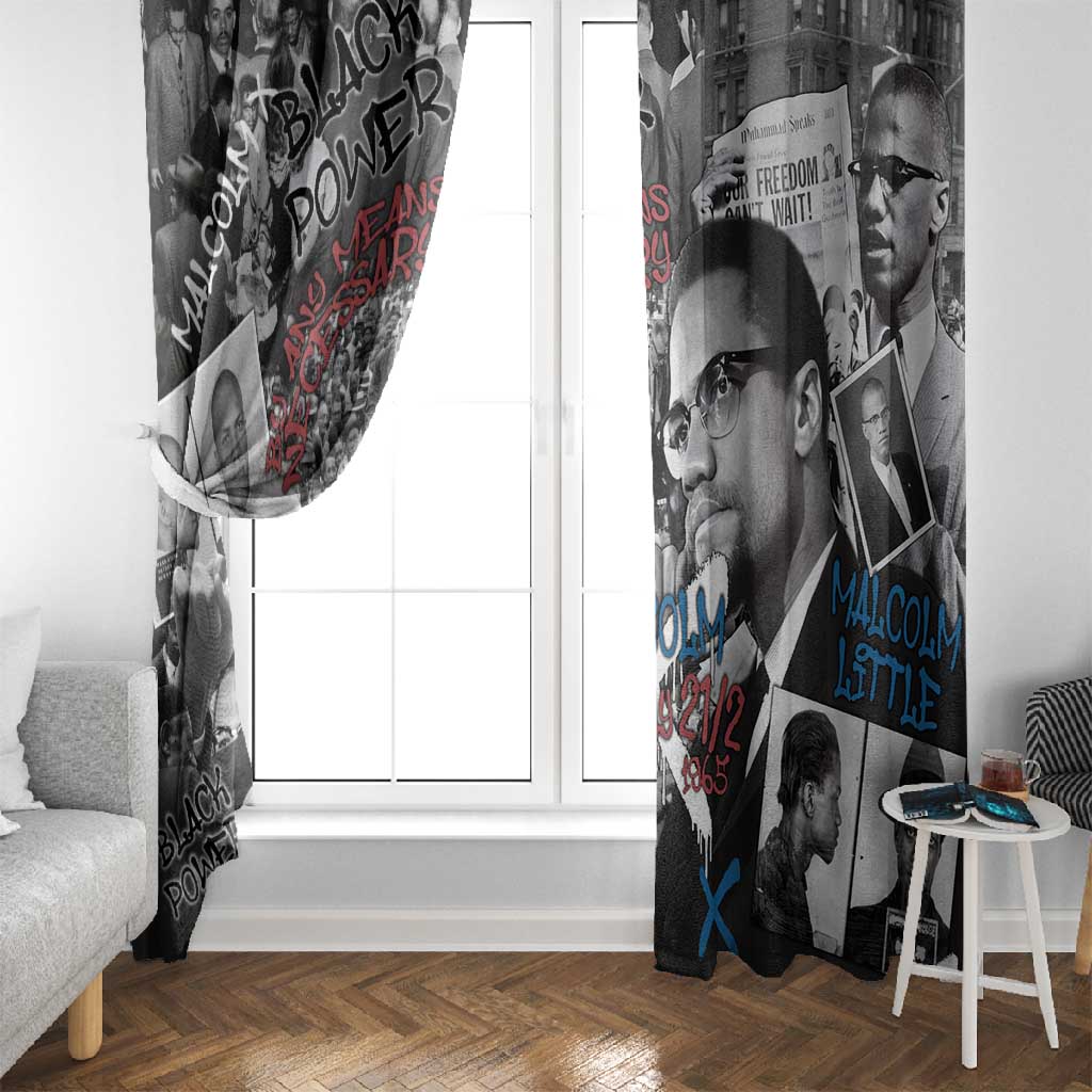 Afro Malcolm X Window Curtain Quotes Dates and Black History Activist Theme - African Pride