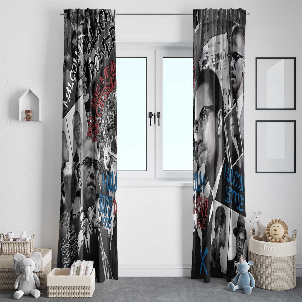 Afro Malcolm X Window Curtain Quotes Dates and Black History Activist Theme - African Pride