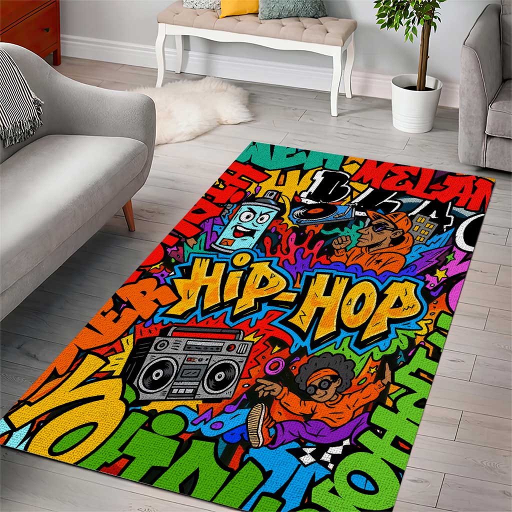 Hip Hop Graffiti African Area Rug Black Melanin Text and Urban Street Art - African Pride