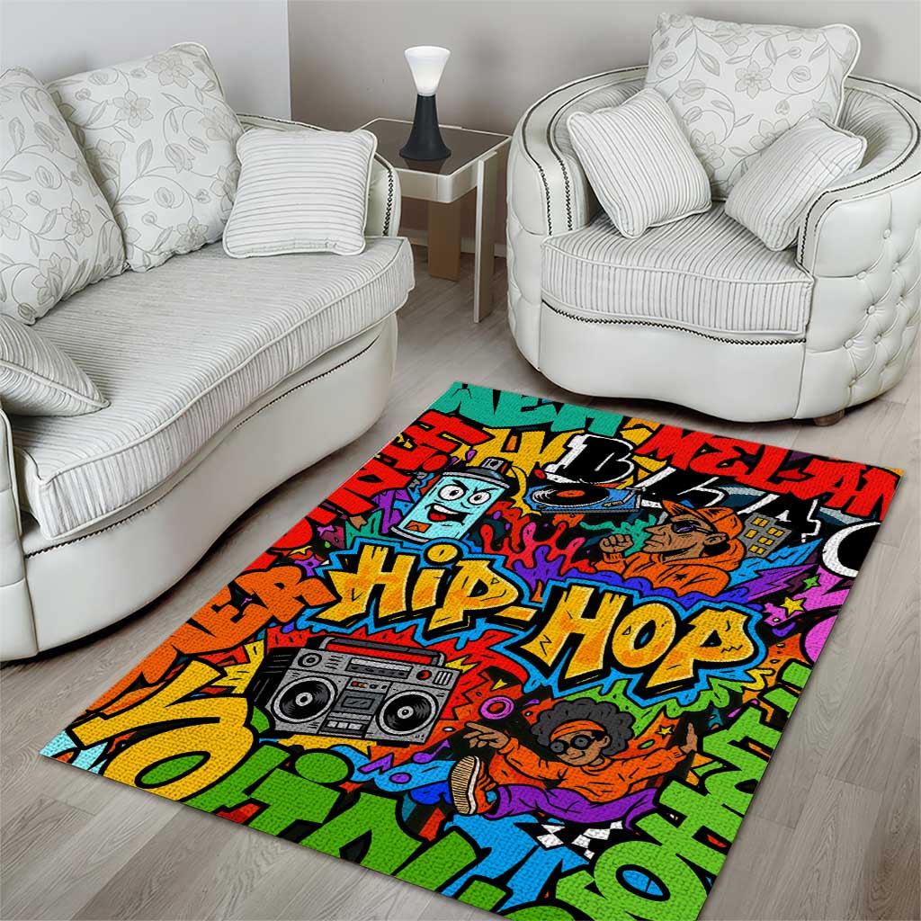 Hip Hop Graffiti African Area Rug Black Melanin Text and Urban Street Art - African Pride