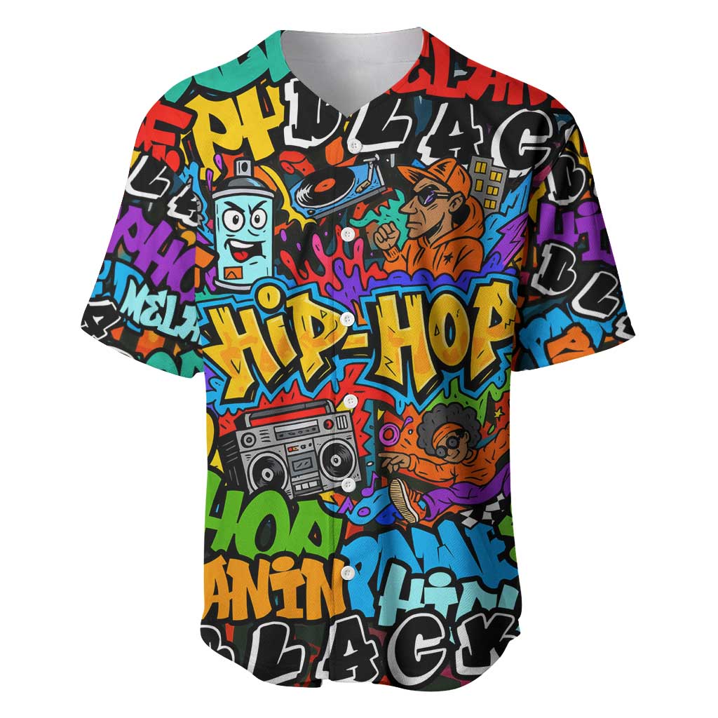Hip Hop Graffiti African Baseball Jersey Black Melanin Text and Urban Street Art - African Pride
