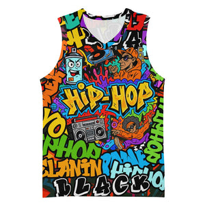 Hip Hop Graffiti African Basketball Jersey Black Melanin Text and Urban Street Art TS04
