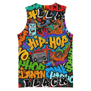 Hip Hop Graffiti African Basketball Jersey Black Melanin Text and Urban Street Art TS04