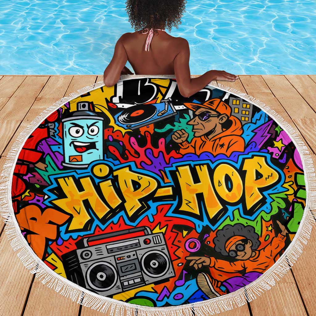 Hip Hop Graffiti African Beach Blanket Black Melanin Text and Urban Street Art - African Pride