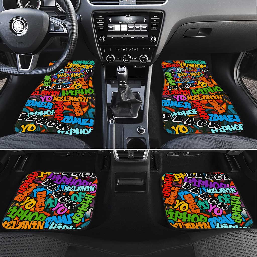Hip Hop Graffiti African Car Mats Black Melanin Text and Urban Street Art - African Pride
