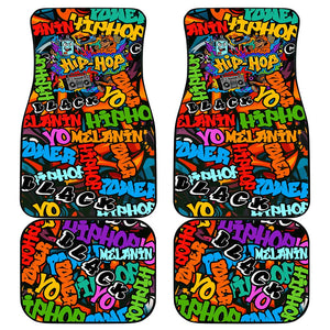 Hip Hop Graffiti African Car Mats Black Melanin Text and Urban Street Art - African Pride