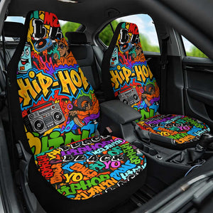 Hip Hop Graffiti African Car Seat Cover Black Melanin Text and Urban Street Art - African Pride