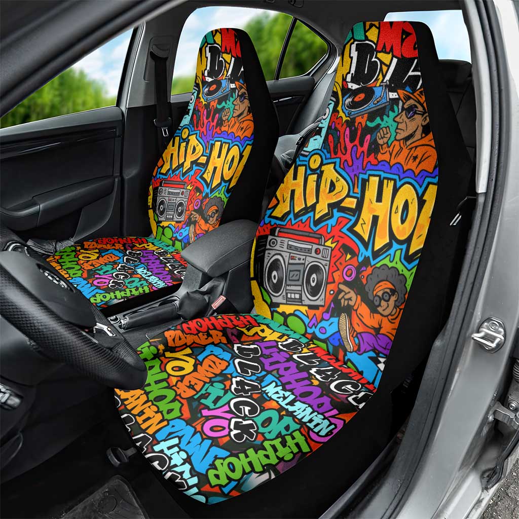 Hip Hop Graffiti African Car Seat Cover Black Melanin Text and Urban Street Art - African Pride