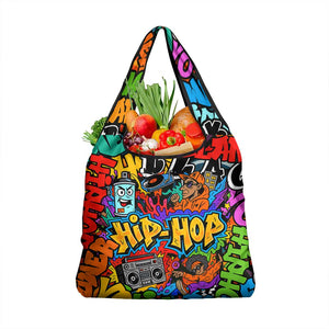 Hip Hop Graffiti African Grocery Bag Black Melanin Text and Urban Street Art - African Pride