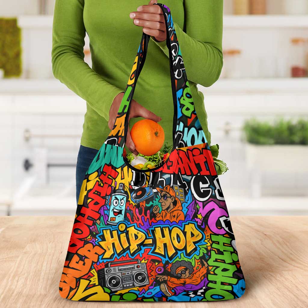 Hip Hop Graffiti African Grocery Bag Black Melanin Text and Urban Street Art - African Pride