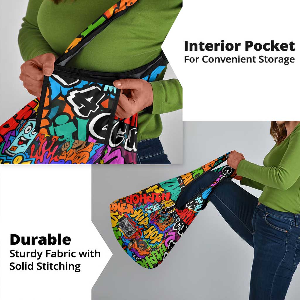 Hip Hop Graffiti African Grocery Bag Black Melanin Text and Urban Street Art - African Pride