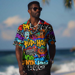 Hip Hop Graffiti African Hawaiian Shirt Black Melanin Text and Urban Street Art - African Pride