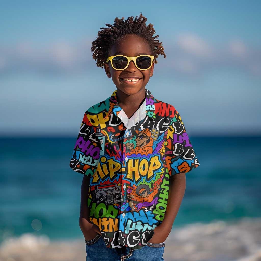 Hip Hop Graffiti African Kid Hawaiian Shirt Black Melanin Text and Urban Street Art - African Pride