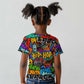 Hip Hop Graffiti African Kid T shirt Black Melanin Text and Urban Street Art - African Pride