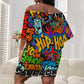 Hip Hop Graffiti African Off Shoulder Short Dress Black Melanin Text and Urban Street Art - African Pride