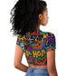 Hip Hop Graffiti African Raglan Cropped T shirt Black Melanin Text and Urban Street Art - African Pride