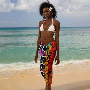 Hip Hop Graffiti African Sarong Black Melanin Text and Urban Street Art - African Pride