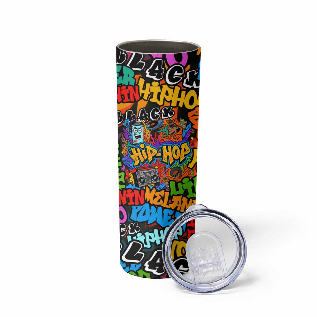 Hip Hop Graffiti African Skinny Tumbler Black Melanin Text and Urban Street Art - African Pride