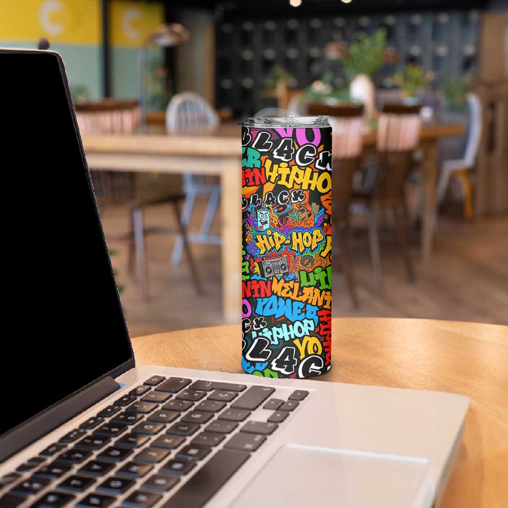 Hip Hop Graffiti African Skinny Tumbler Black Melanin Text and Urban Street Art - African Pride