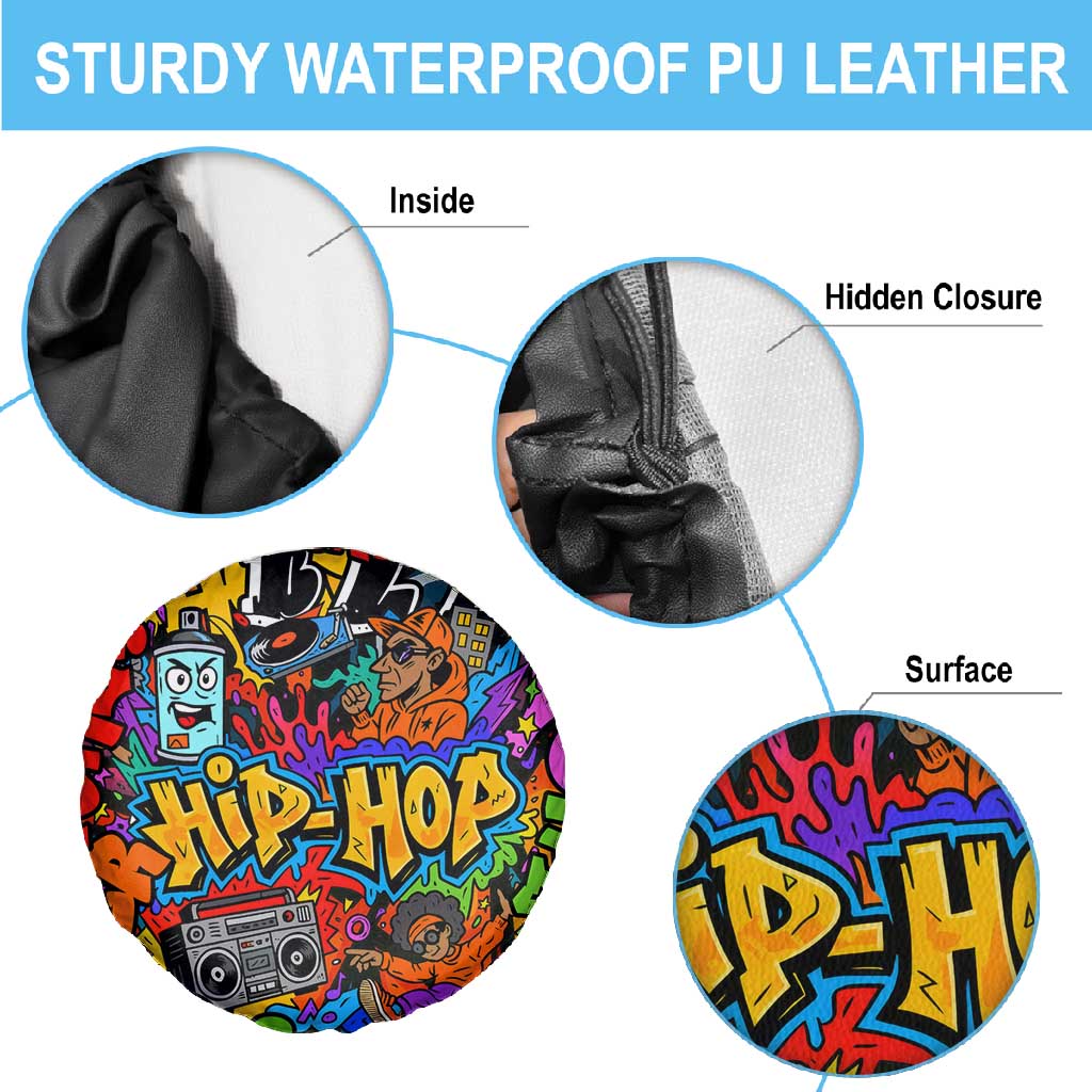 Hip Hop Graffiti African Spare Tire Cover Black Melanin Text and Urban Street Art - African Pride