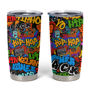 Hip Hop Graffiti African Tumbler Cup Black Melanin Text and Urban Street Art - African Pride
