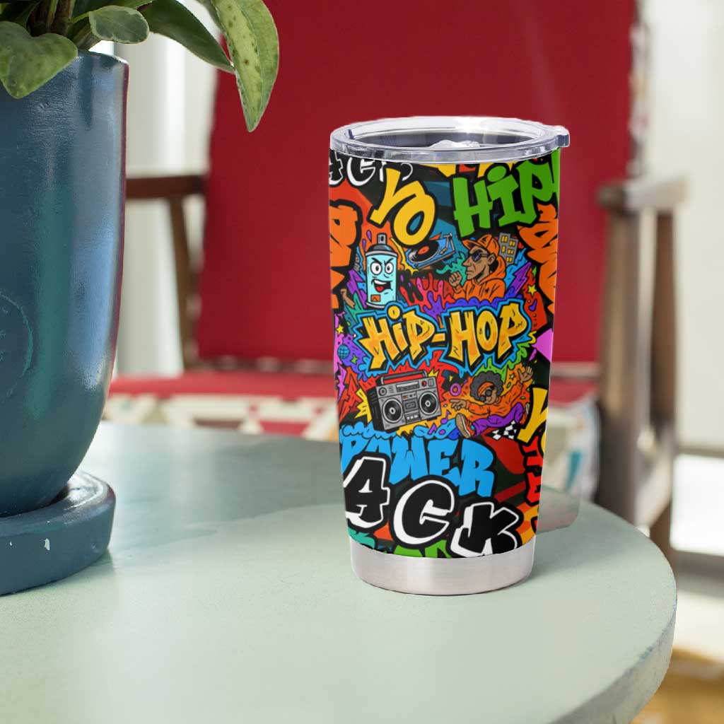 Hip Hop Graffiti African Tumbler Cup Black Melanin Text and Urban Street Art - African Pride