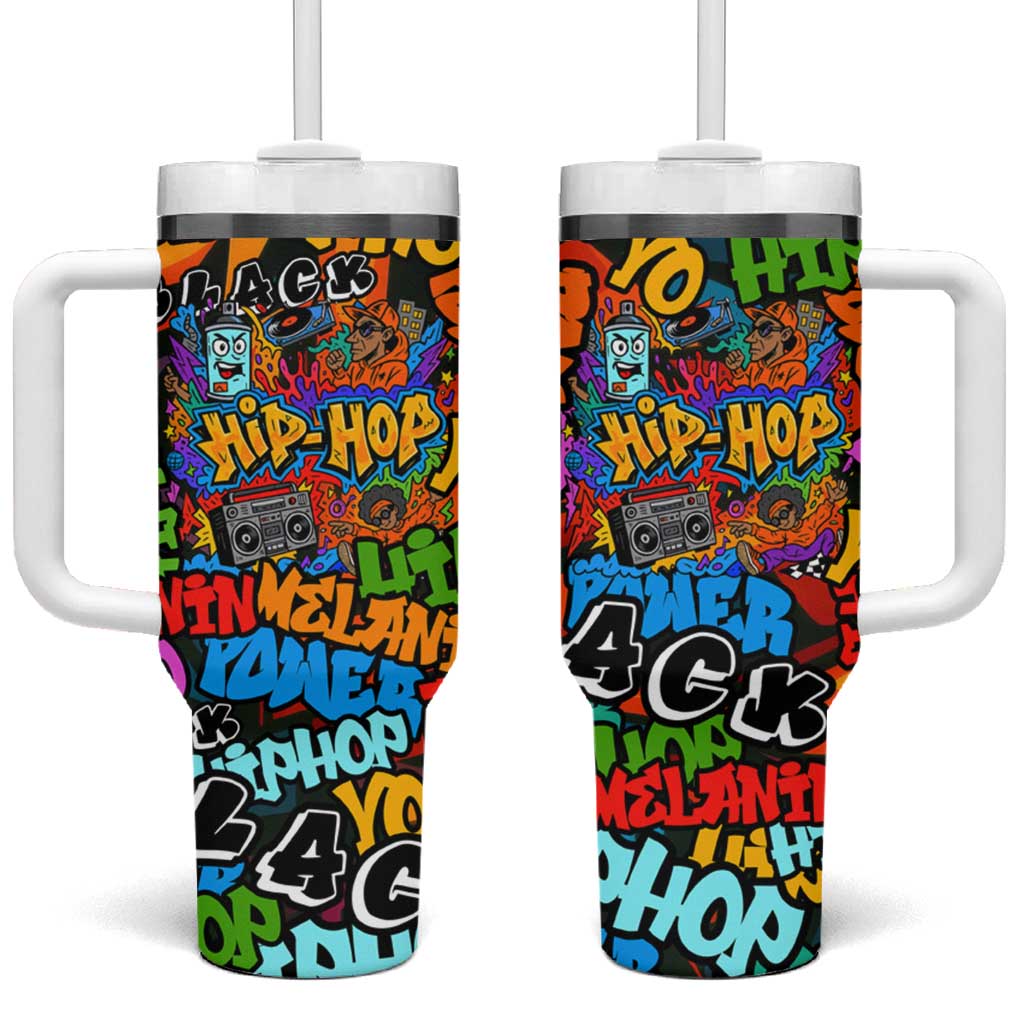 Hip Hop Graffiti African Tumbler With Handle Black Melanin Text and Urban Street Art - African Pride
