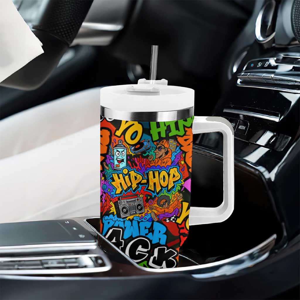 Hip Hop Graffiti African Tumbler With Handle Black Melanin Text and Urban Street Art - African Pride