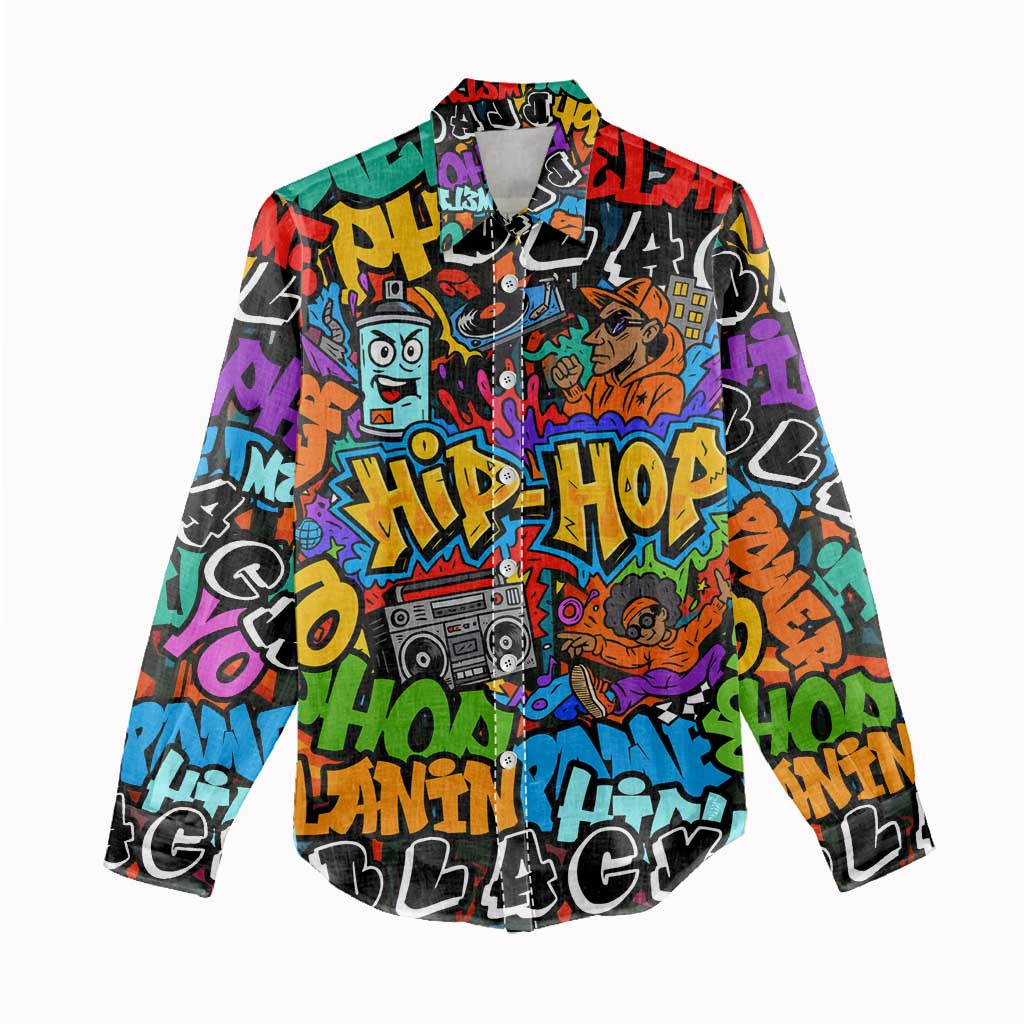 Hip Hop Graffiti African Women Casual Shirt Black Melanin Text and Urban Street Art - African Pride