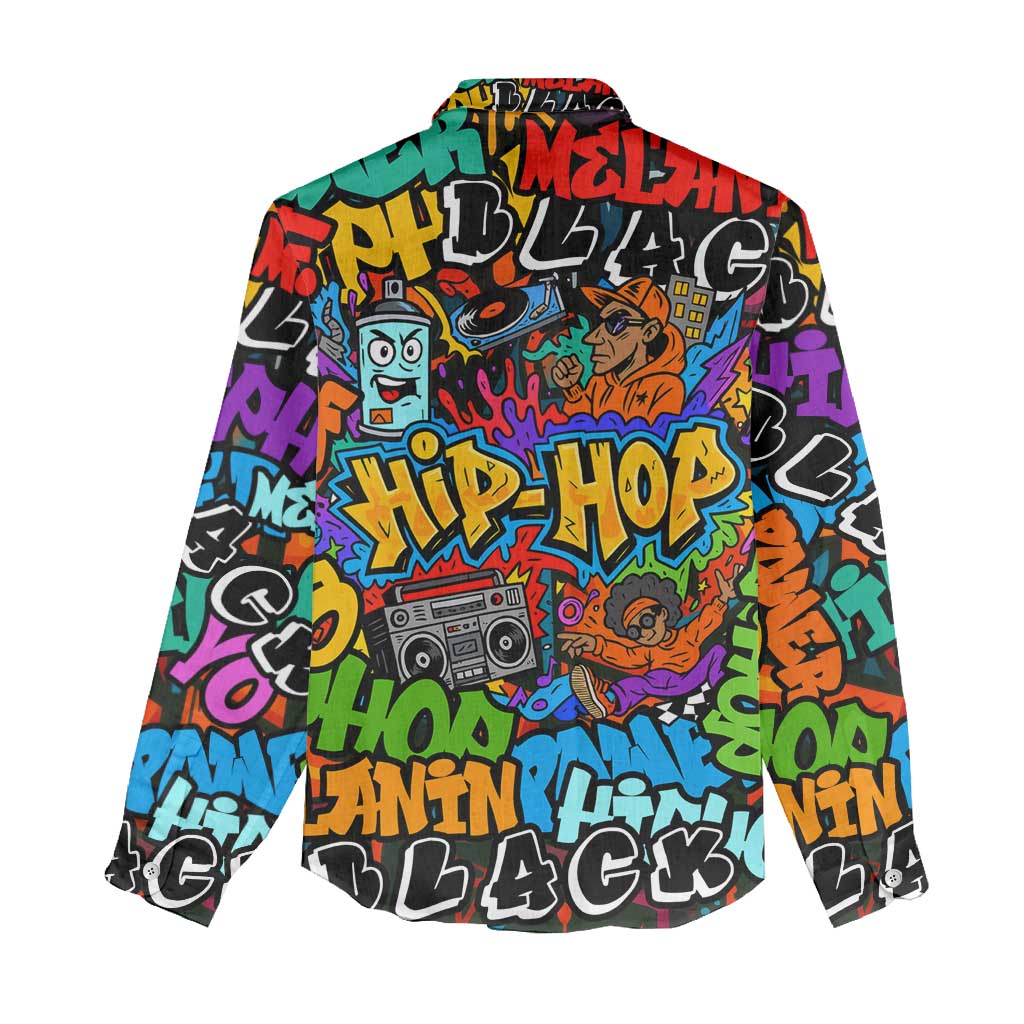 Hip Hop Graffiti African Women Casual Shirt Black Melanin Text and Urban Street Art - African Pride