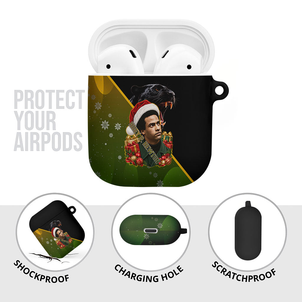 Huey P. Newton Black Panther Christmas AirPods Case Black History Civil Rights Festive Holiday Art