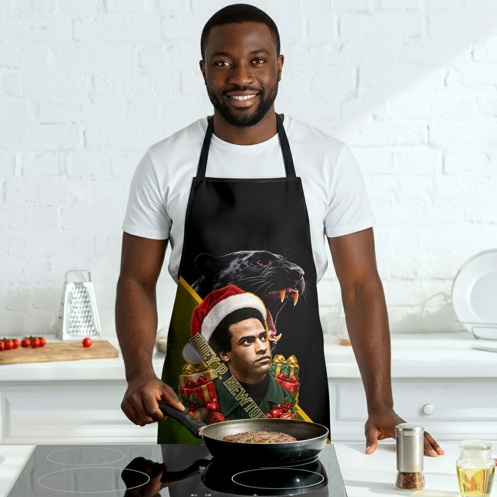 Huey P. Newton Black Panther Christmas Apron Black History Civil Rights Festive Holiday Art
