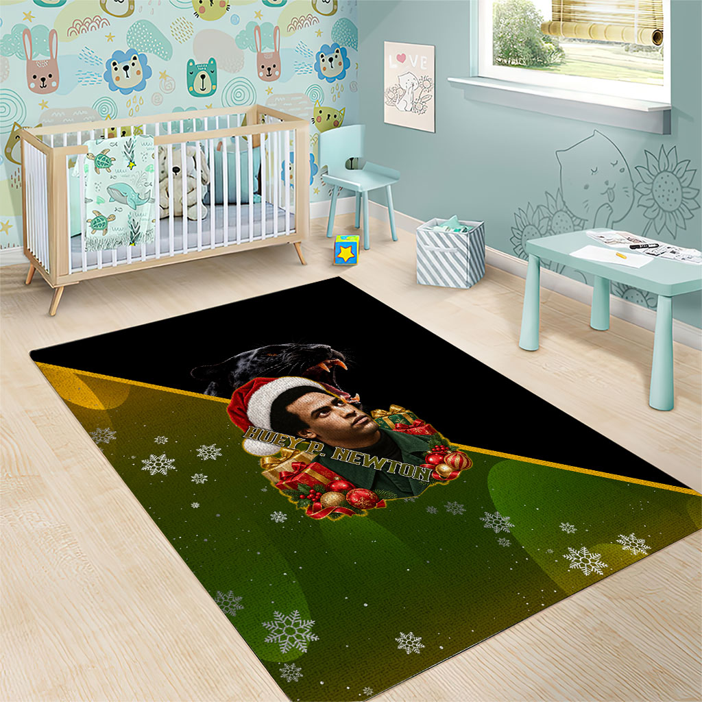 Huey P. Newton Black Panther Christmas Area Rug Black History Civil Rights Festive Holiday Art