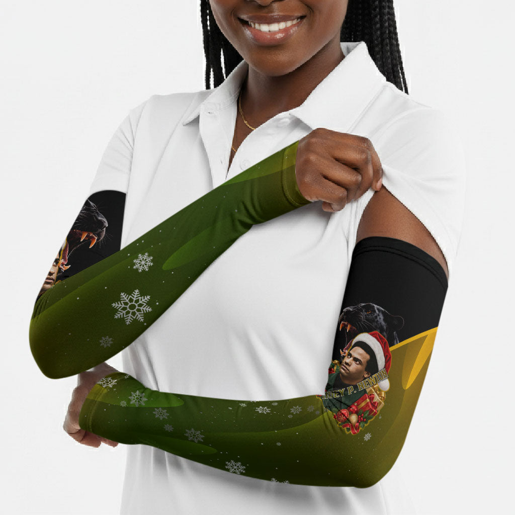 Huey P. Newton Black Panther Christmas Arm Sleeves Black History Civil Rights Festive Holiday Art