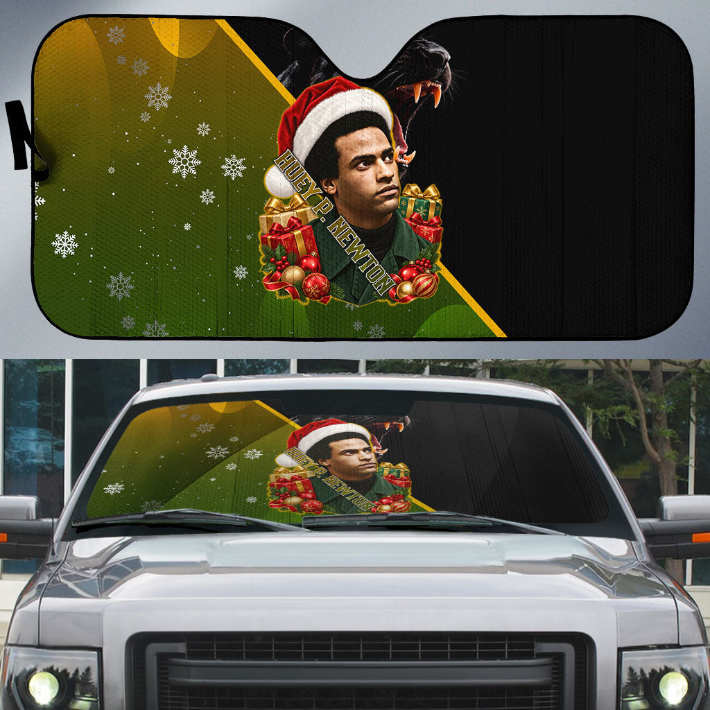 Huey P. Newton Black Panther Christmas Auto Sun Shade Black History Civil Rights Festive Holiday Art