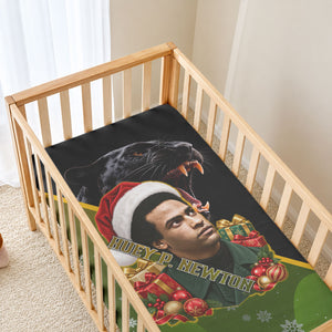 Huey P. Newton Black Panther Christmas Baby Bed Cover Black History Civil Rights Festive Holiday Art