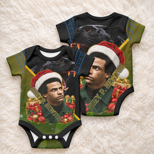 Huey P. Newton Black Panther Christmas Baby Onesie Black History Civil Rights Festive Holiday Art