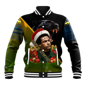 Huey P. Newton Black Panther Christmas Baseball Jacket Black History Civil Rights Festive Holiday Art