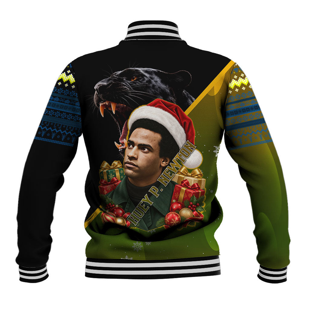 Huey P. Newton Black Panther Christmas Baseball Jacket Black History Civil Rights Festive Holiday Art