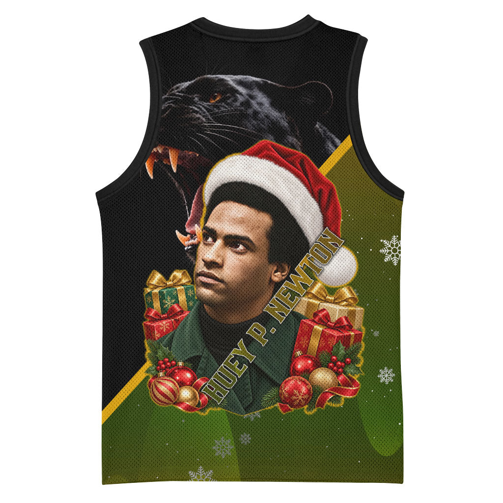 Huey P. Newton Black Panther Christmas Basketball Jersey Black History Civil Rights Festive Holiday Art