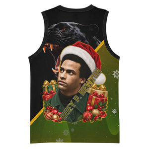 Huey P. Newton Black Panther Christmas Basketball Jersey Black History Civil Rights Festive Holiday Art