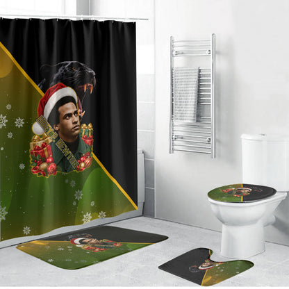 Huey P. Newton Black Panther Christmas Bathroom Set Black History Civil Rights Festive Holiday Art