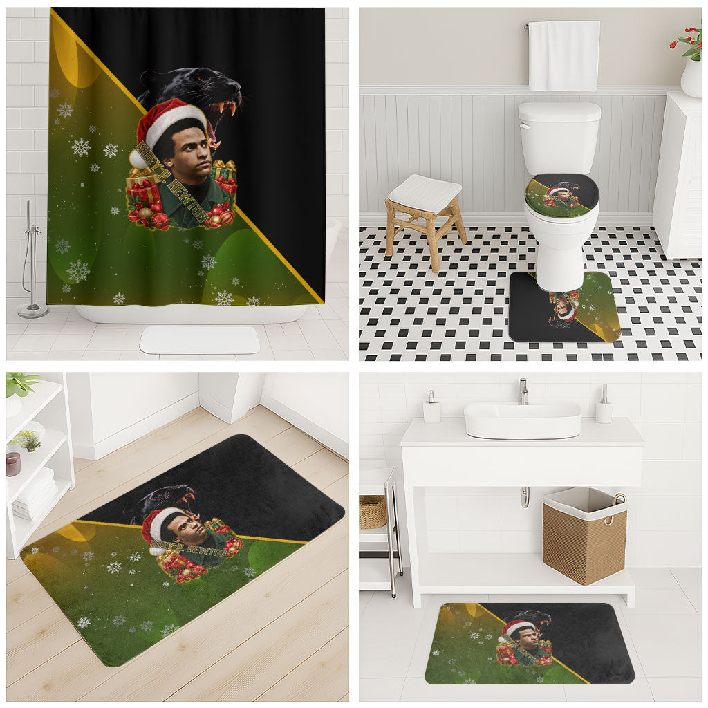 Huey P. Newton Black Panther Christmas Bathroom Set Black History Civil Rights Festive Holiday Art