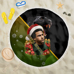 Huey P. Newton Black Panther Christmas Beach Blanket Black History Civil Rights Festive Holiday Art