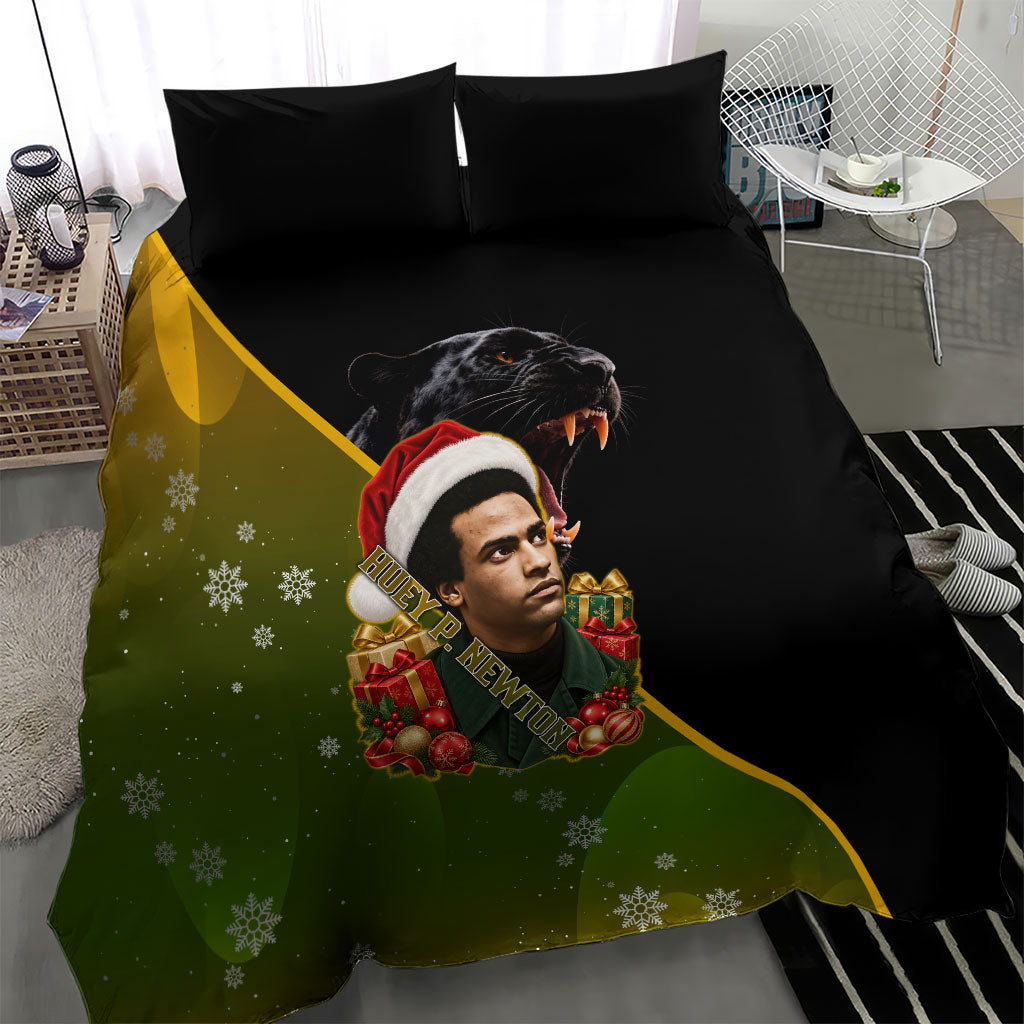 Huey P. Newton Black Panther Christmas Bedding Set Black History Civil Rights Festive Holiday Art