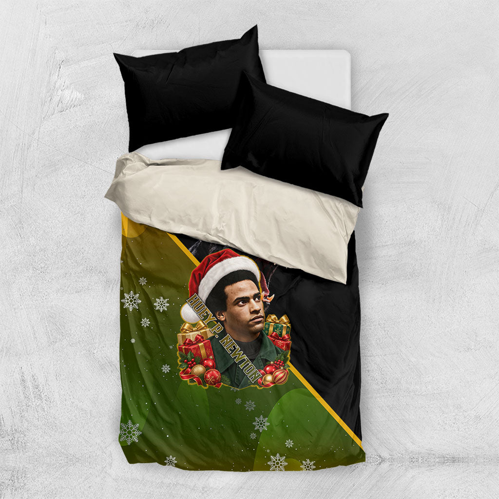 Huey P. Newton Black Panther Christmas Bedding Set Black History Civil Rights Festive Holiday Art